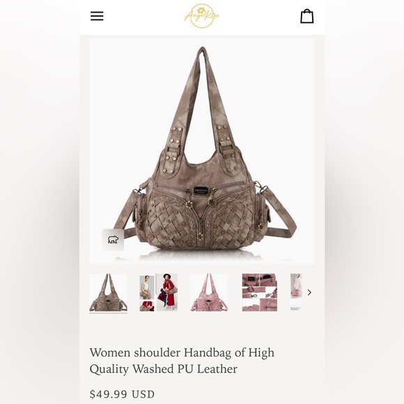 ANGEL BARCELO Angel Kiss Women’s HoboBag Handbag Coffee Bronze Multi Compartment - Picture 12 of 16